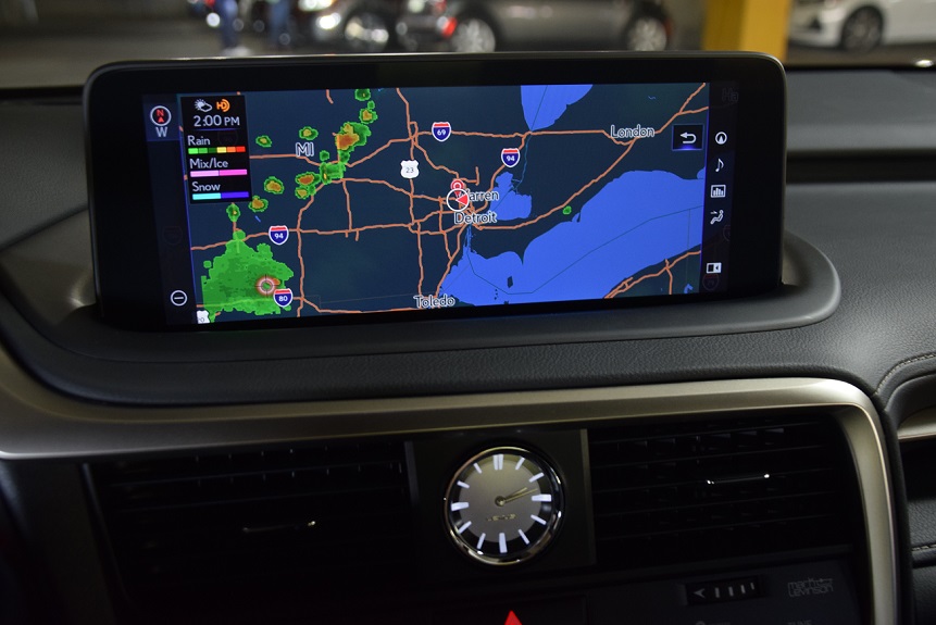 Lexus RX 350 weather map on 12.3-in. ouchscreen