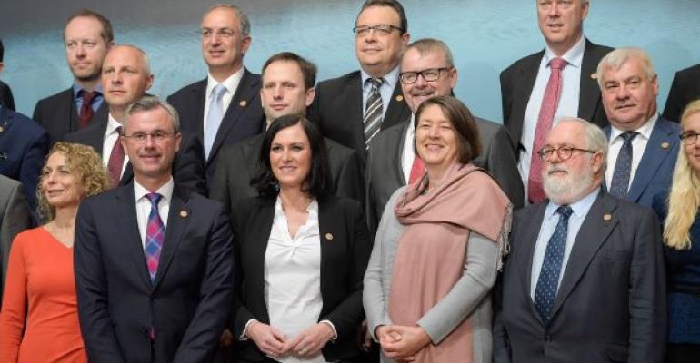 EU transport and environment ministers after their meeting in Graz, Austria.
