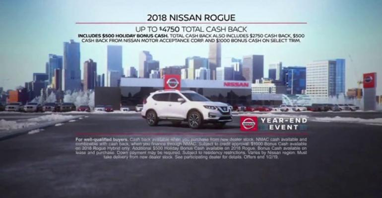Rogue among models highlighted in Nissan’s year-end-sale ad.