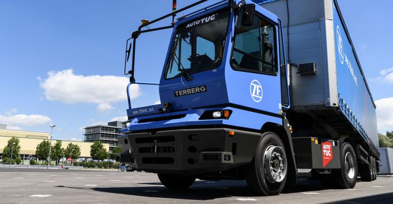 ZF converted freight-yard tractor into fully autonomous vehicle, capable of dropping off one trailer and picking up another, all without any driver aboard.