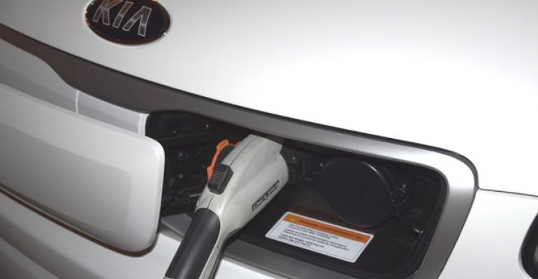 Kia Soul EV charging door slides sideways for port access