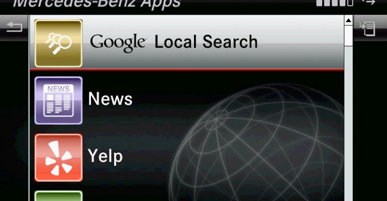 Mercedes apps limit some features but add others that make sense for invehicle use 