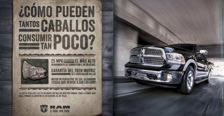 Spanishlanguage ad touts Ram pickup truck 