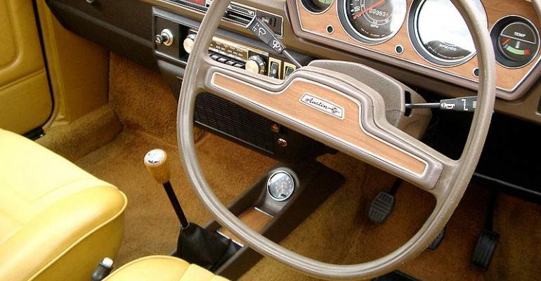 Nearly extinct Austin Allegro features squarish steering wheel