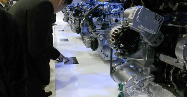 Geely displays its line of ldquoselfdevelopedrdquo engines at Shanghai auto show