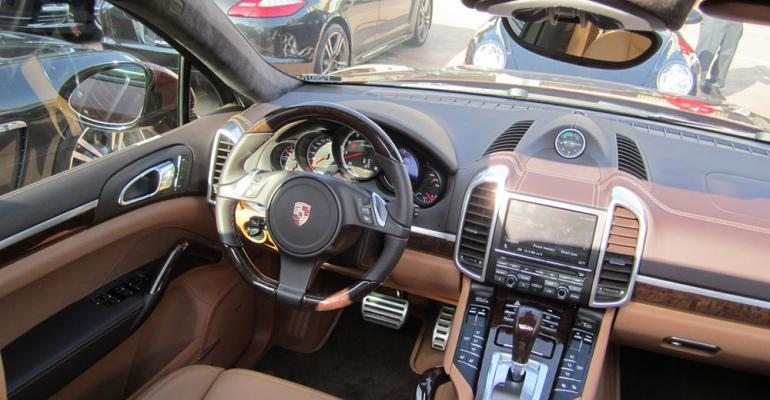 Cayenne madetoorder with bespoke walnut steering wheel leather sun visor covers