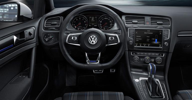 Interior follows GTI but adds range monitors and energyflow displays