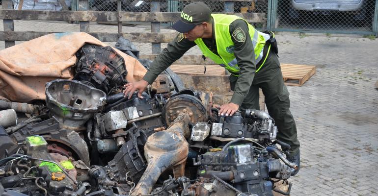 Police examine parts smuggled into Colombia from Venezuela