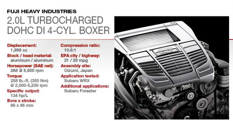 2015 Winner: Subaru 2.0L Turbocharged DOHC H-4