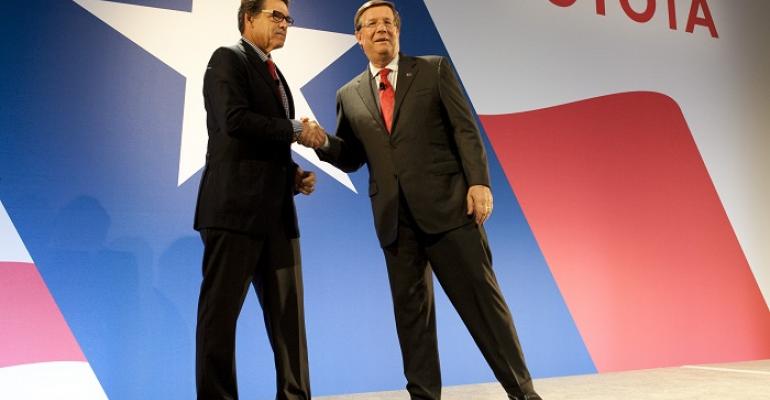 Toyota39s Jim Lentz right shakes hands with Texas Gov Rick Perry in October
