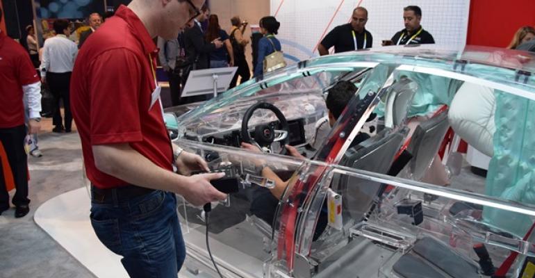 TRW39s acrylic car showing supplier content was popular among CES booth visitors