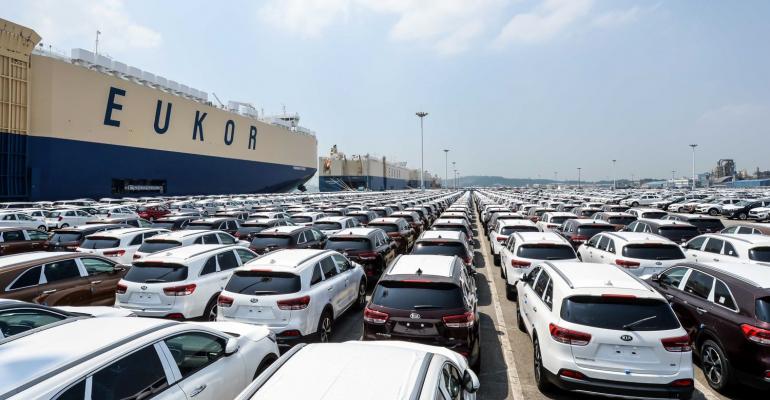 Kia cars await shipment at South Korearsquos Pyeongtaek port