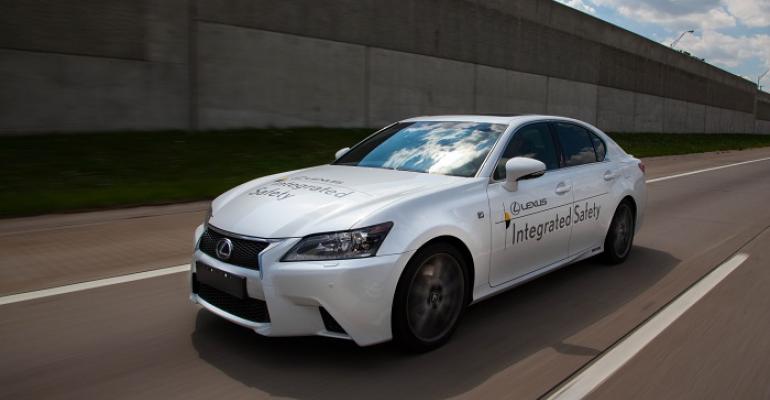 Toyota autonomous technologies displayed on Lexus GS 450h