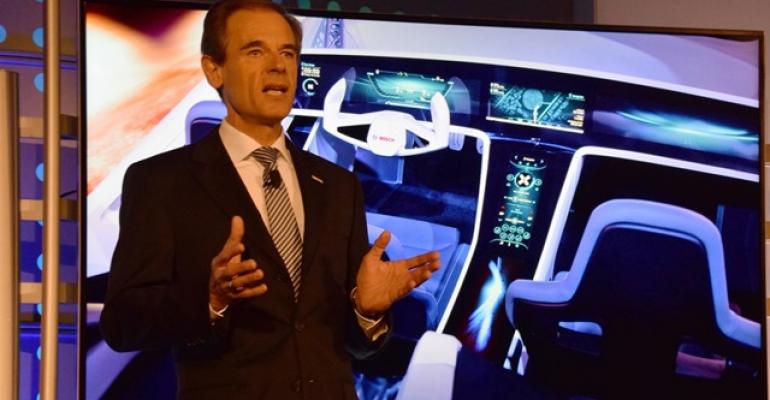 Bosch Chairman Volkmar Denner speaks about new touchscreen that won CES 2016 Innovation Award in invehicle audiovideo category