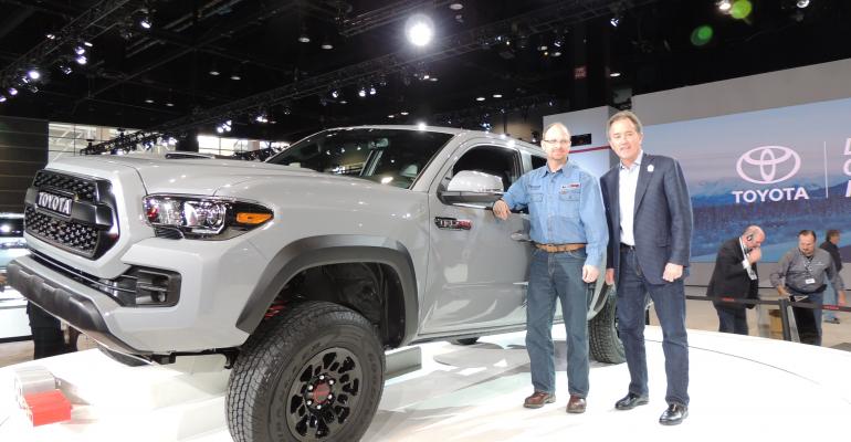 Fay right and Tacoma chief engineer Mike Sweers at TRD unveiling in Chicago 