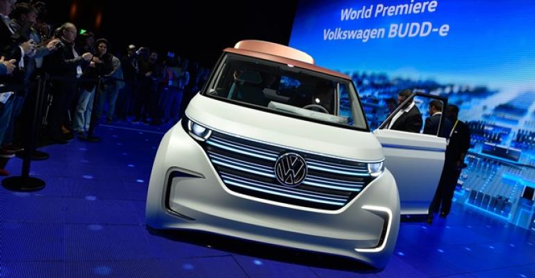 VW says BUDDe shown here at its CES unveil in January represents what electric mobility could be like in 2019