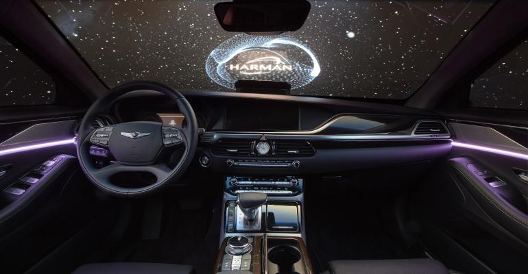Harmanrsquos Ambisonics Escape concept turns vehiclersquos entire greenhouse into display screens capable of projecting movies natural environments or starry views of space  