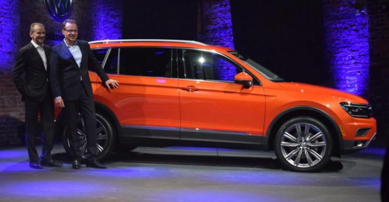 Volkswagen Brand Chairman Herbert Diess left and Hinrich Woebcken CEO of VWrsquos North American Region have high hopes for allnew Tiguan
