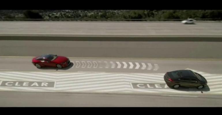 Graphic shows how Lexus electronically nudges slowpoke out of passing lane