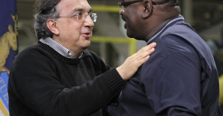 Late UAW executive General Holiefield right with FCA boss Marchionne