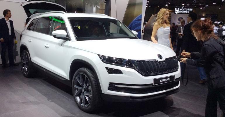 Output of Skoda Kodiaq CUV seen here at Paris Auto Show to begin shortly 