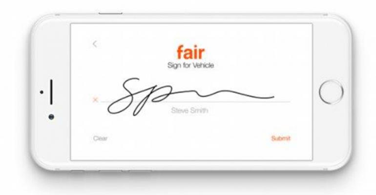 Smartphone displaying Fair apprsquos signature page