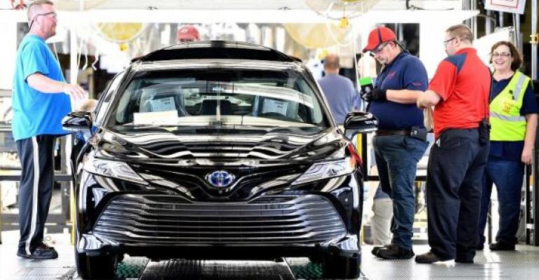 18 Toyota Camry rolls along line in Georgetown KY which has produced more than 8 million of the midsize sedans over three decades