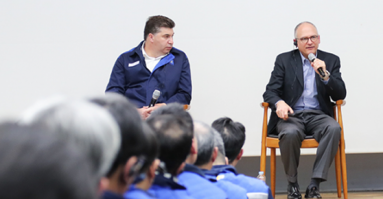 GM Korea President and CEO Kazem left GM International President Engle at January employee leadership meeting