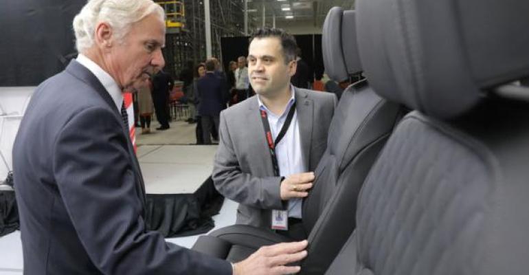 Steve Salvatore general managerMagna Seating South Carolina right shows prototype seats to South Carolina Gov Henry McMaster