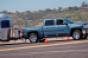 GMC Sierra with Airstream in tow negotiates pylons at Camarillo airstrip