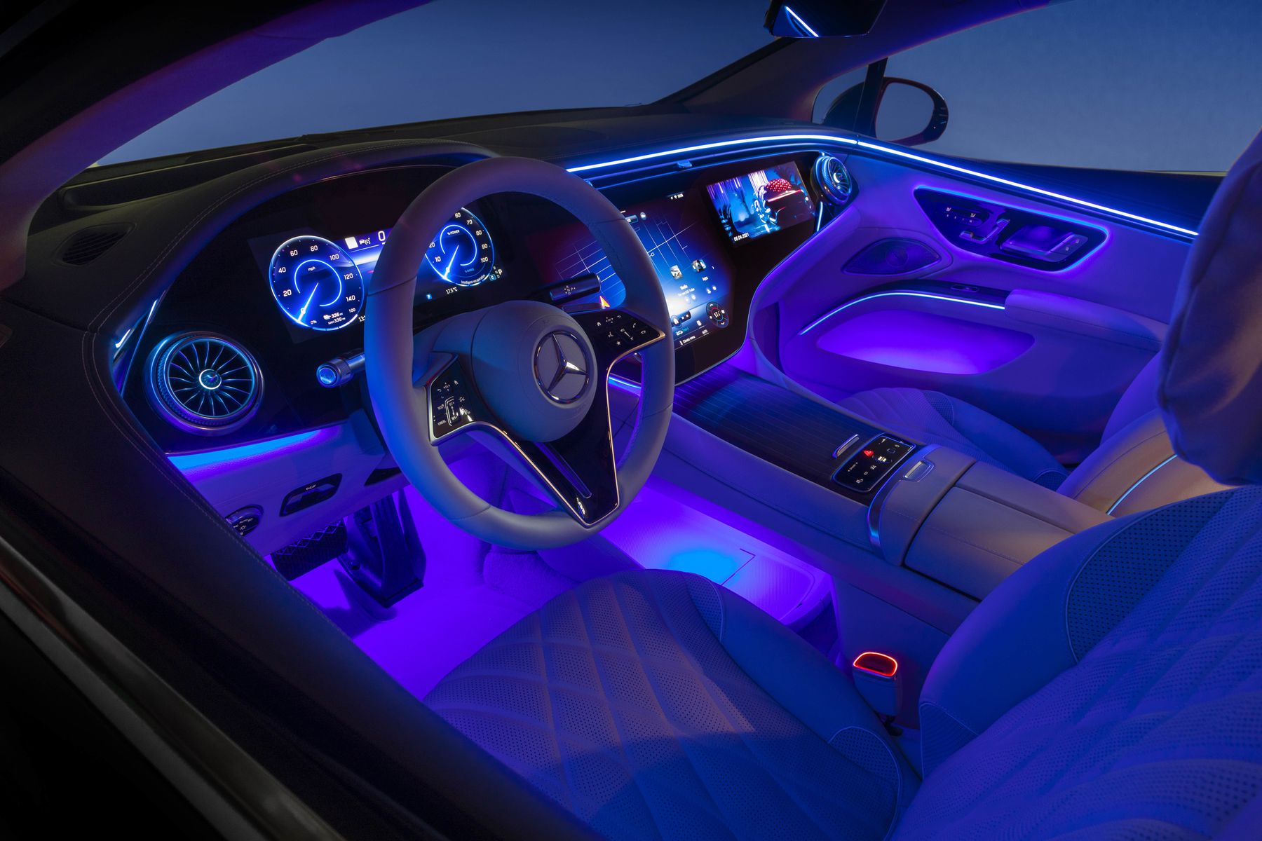 Mercedes EQS showing interior glowing personality